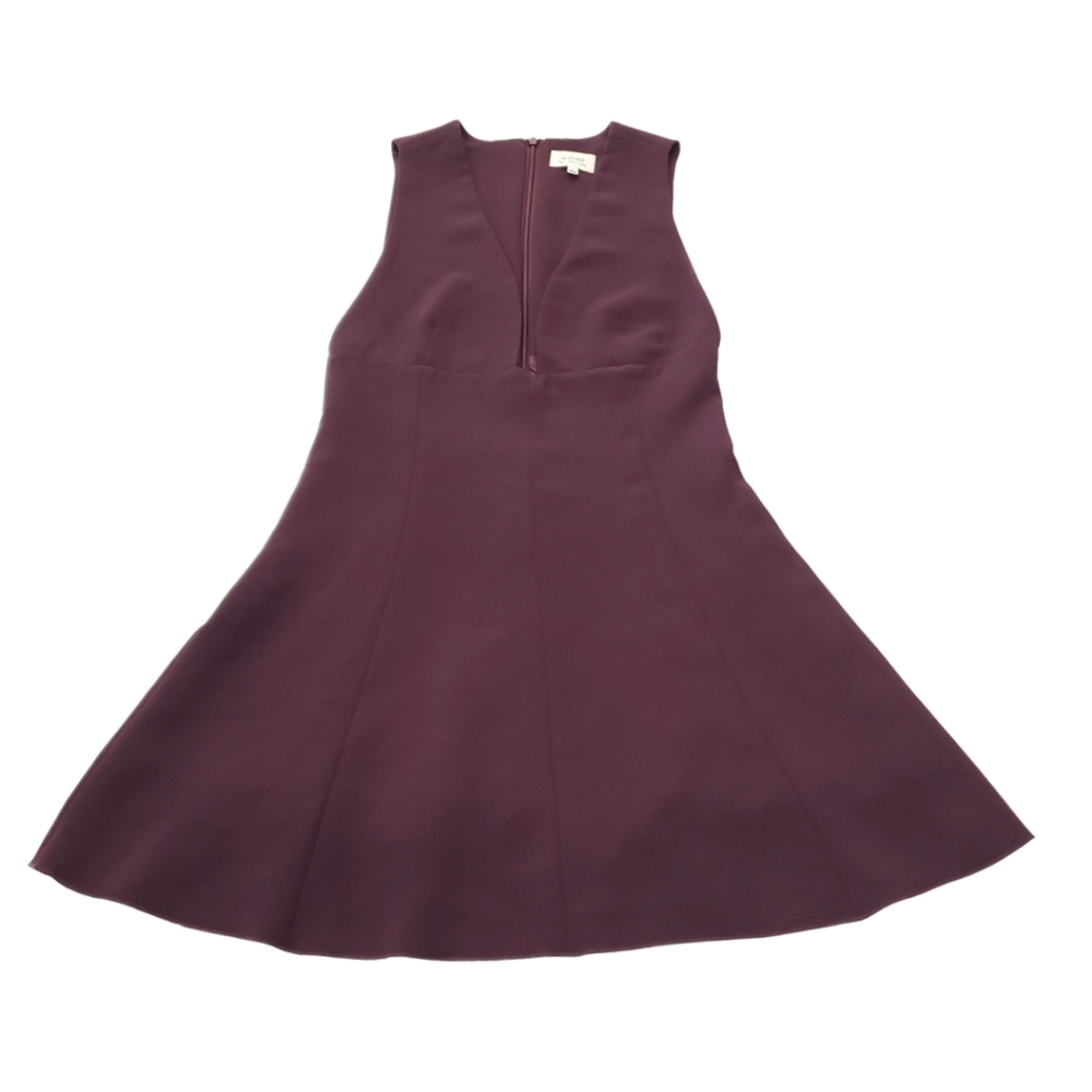 Aritzia Wilfred Montbrun Deep-V Plunge Sleeveless Mini Dress Burgundy/Maroon 4 - Picture 3 of 9